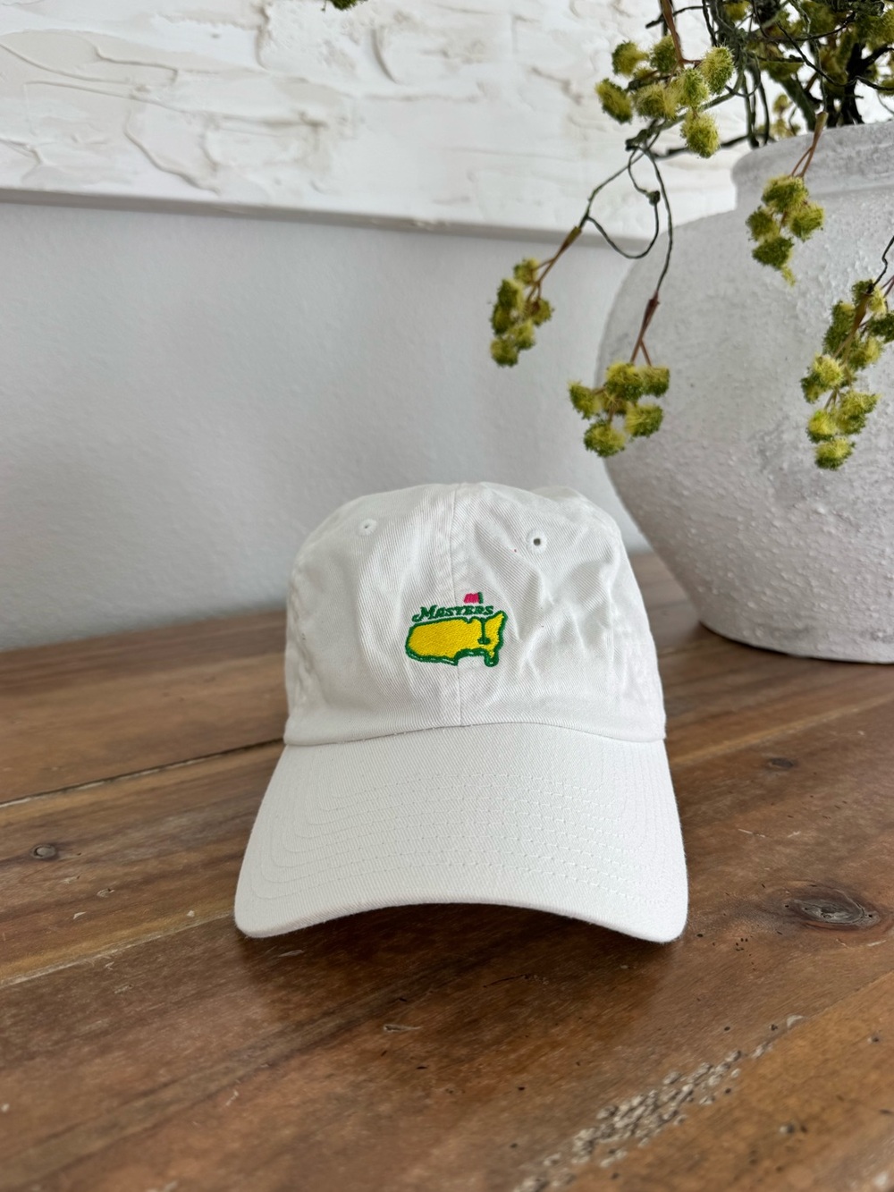 Masters White Baseball Cap with Green & Yellow Logo